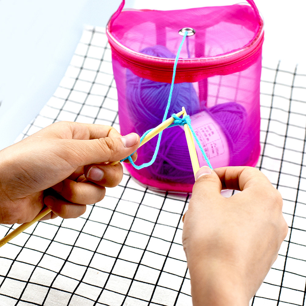Storage New Mesh Bag Lightweight Portable Yarn Crochet Thread Storage Organizer Tote Organization and Storage Bins Shelves Cabinet